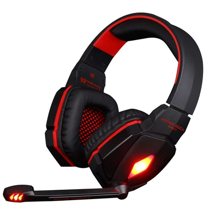 Maroon Asteria anti-noise gaming headset with cushioned ear cups and adjustable headband for immersive computer gaming audio.