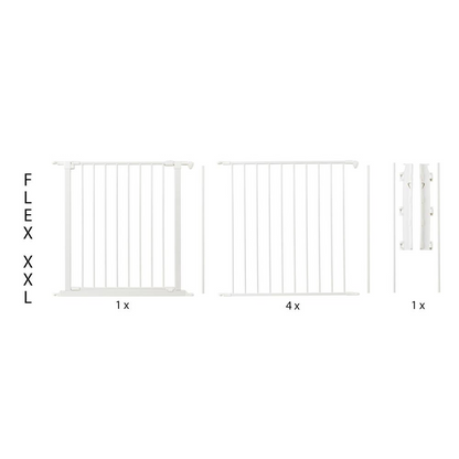 Start2Finish Flex XXL Room Divider Safety Gate in white, 35.4 to 138 inches, creates a secure play space and room separation.