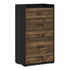 Start2Finish Furinno Tidur 5-drawer bedroom dresser in Columbia Walnut and Black, featuring modern handles and ample storage.