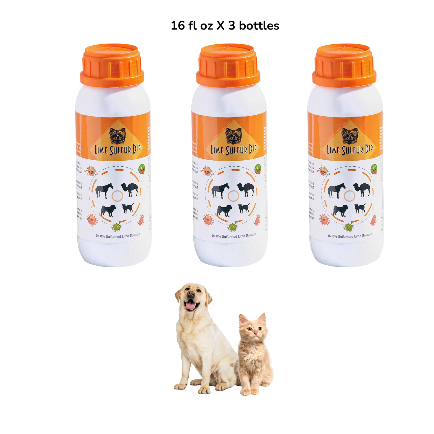 Start2Finish Lime Sulfur Dip for pets, concentrated sulfur solution for itchy skin, mange, ringworm, dermatitis in dogs, cats, horses