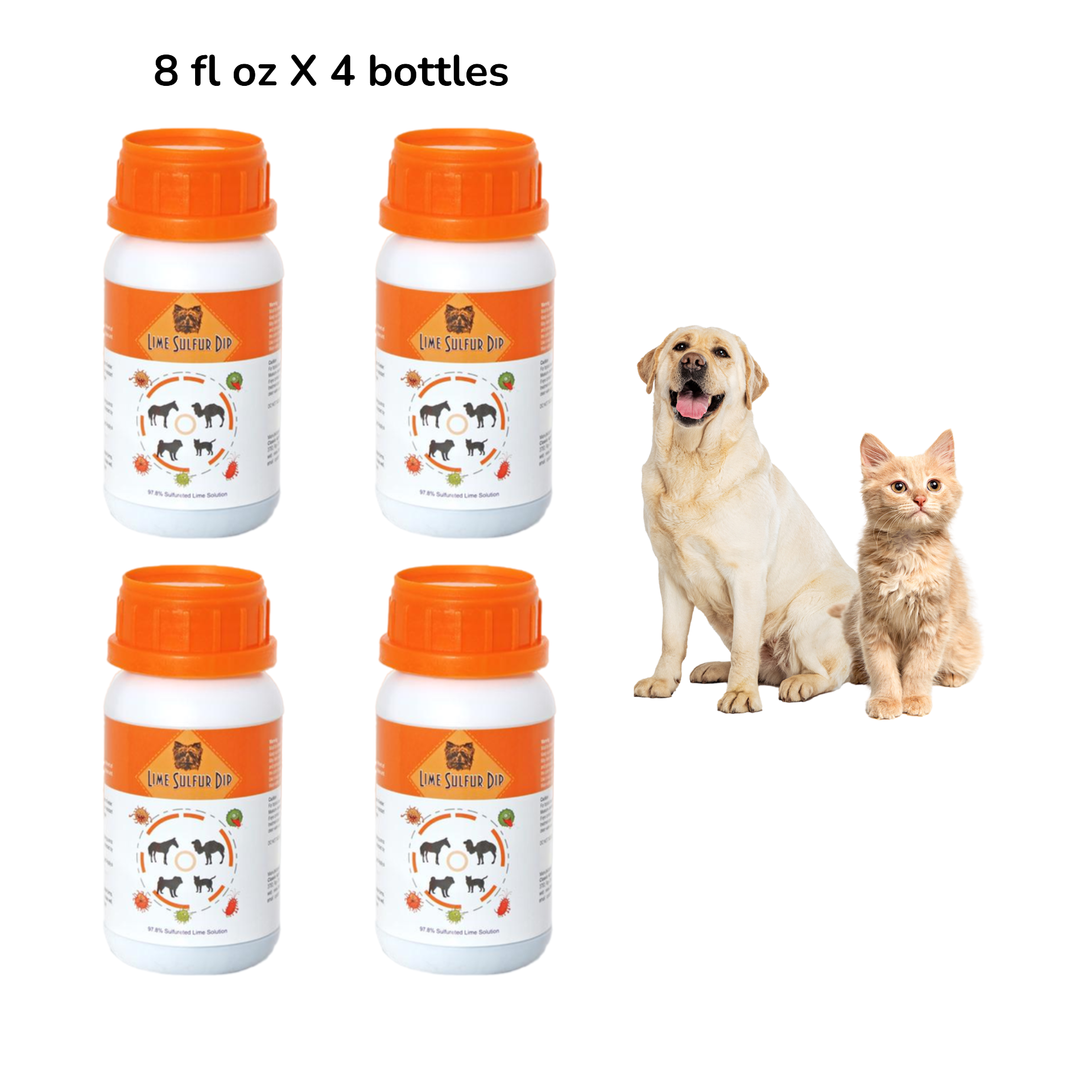 Start2Finish Lime Sulfur Dip for pets, concentrated sulfur solution for itchy skin, mange, ringworm, dermatitis in dogs, cats, horses.