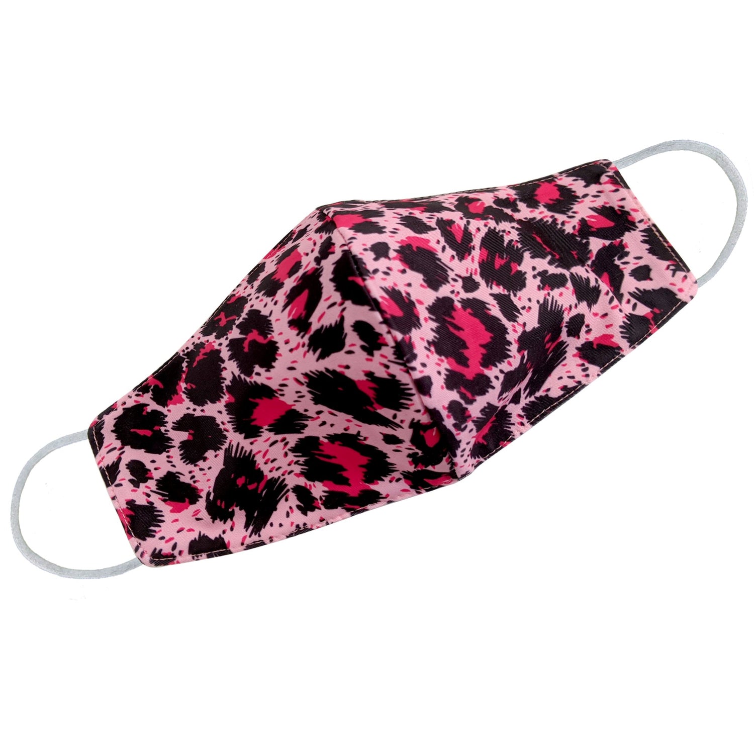 Pink cheetah print face mask for women by Cyan Poppy, featuring bold animal print and comfortable fit.