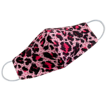 Pink cheetah print face mask for women by Cyan Poppy, featuring bold animal print and comfortable fit.