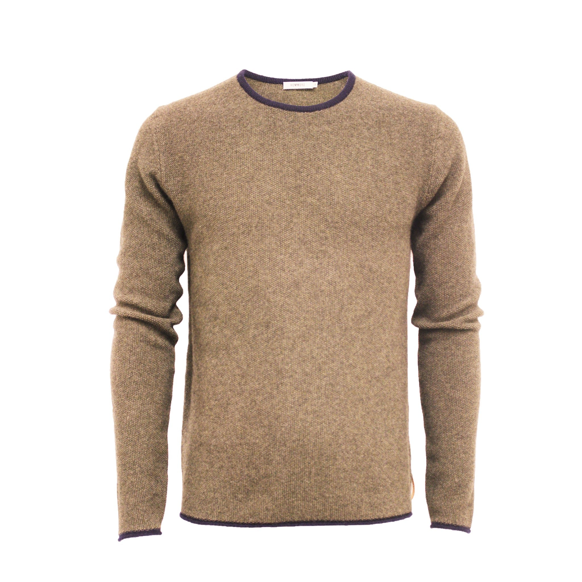 Start2Finish cashmere crew neck sweater in rice stitch camel, featuring a soft, cozy knit with a classic fit and textured design.