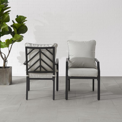 Start2Finish Otto 2-piece outdoor dining chair set with metal frames and woven seats, perfect for patio or garden seating.