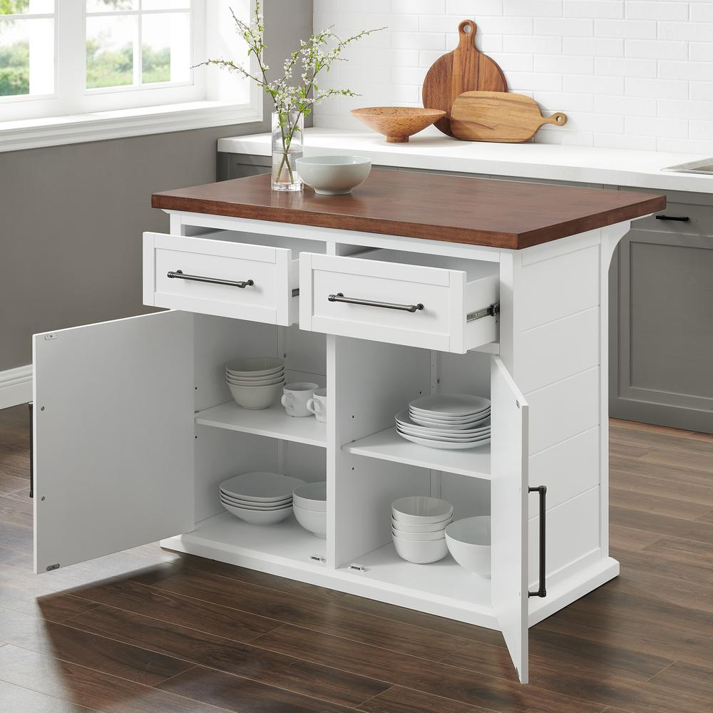 Start2Finish Bartlett wood top kitchen island with spacious surface and sturdy construction, ideal for modern kitchen spaces.