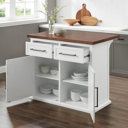 Start2Finish Bartlett wood top kitchen island with spacious surface and sturdy construction, ideal for modern kitchen spaces.