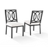 Start2Finish Chambers 2-piece outdoor dining chair set with two black metal chairs and woven seats on a patio.