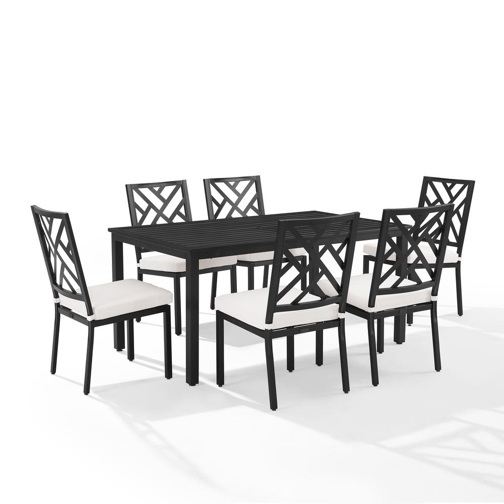 Locke 7-piece outdoor dining set by Start2Finish with a table and six chairs, featuring a durable design for outdoor use.