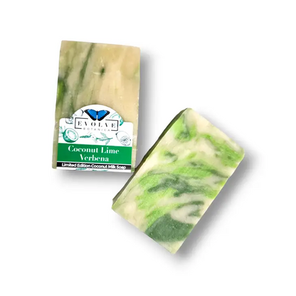Start2Finish coconut lime verbena bath soap for summer, featuring a vibrant, tropical-inspired design in a standard soap bar.