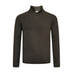 Dark brown cashmere sweater with button neck and seed stitch design from Start2Finish, showcasing its cozy, textured knit.