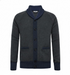 Start2Finish charcoal cashmere cardigan with navy waffle stitch, cozy and stylish apparel for layered warmth and comfort.
