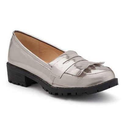 Azure Ophion pewter footwear showing stylish design and textured material in a close-up image.