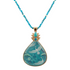 Start2Finish Heron Flight Blue Teal Apatite pendant necklace featuring a golden chain and a detailed heron motif.