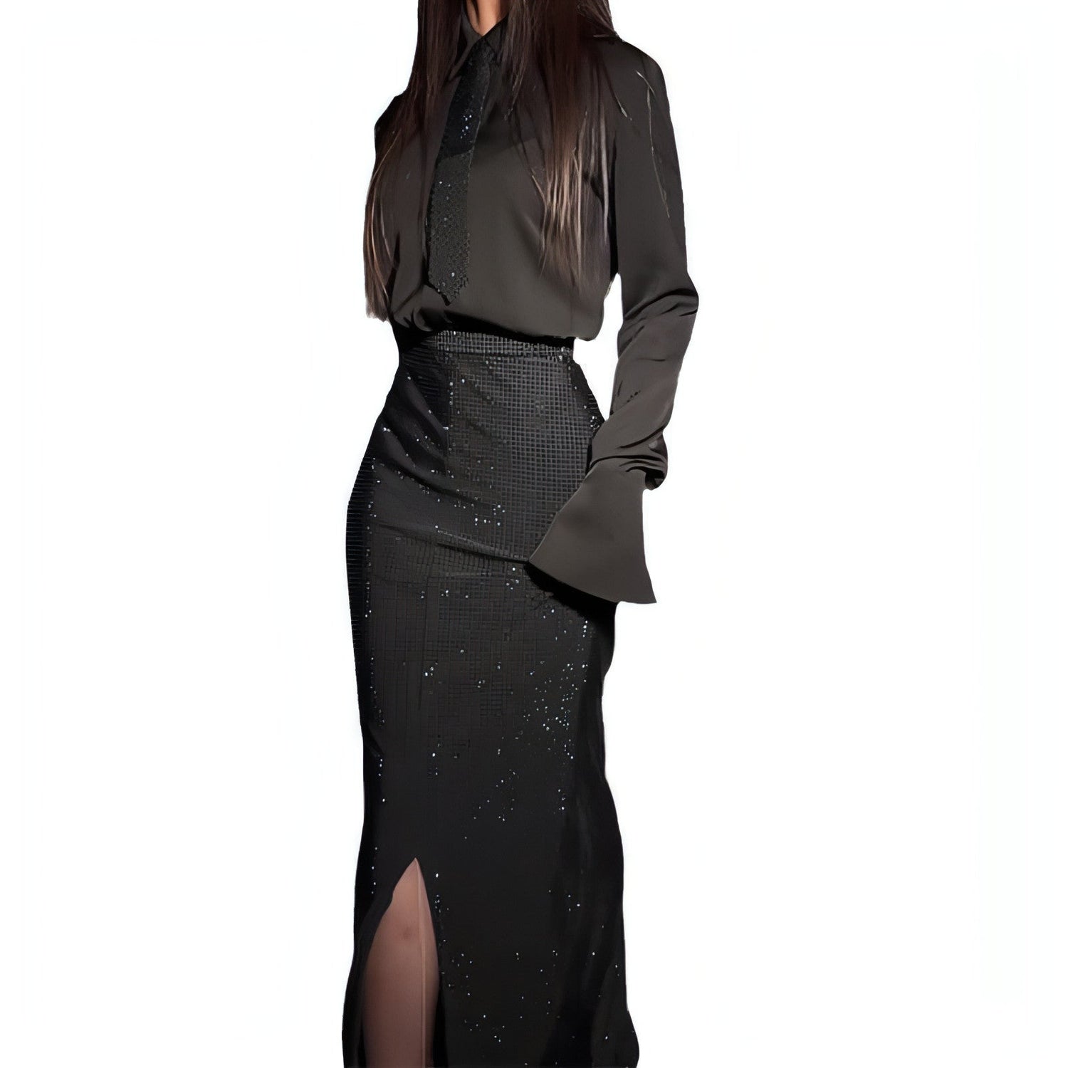 Heavy Industry Hot Diamond Split Wrap Hip Skirt Set by Carmine Juneberry, featuring a stylish dress with a split and wrap design.