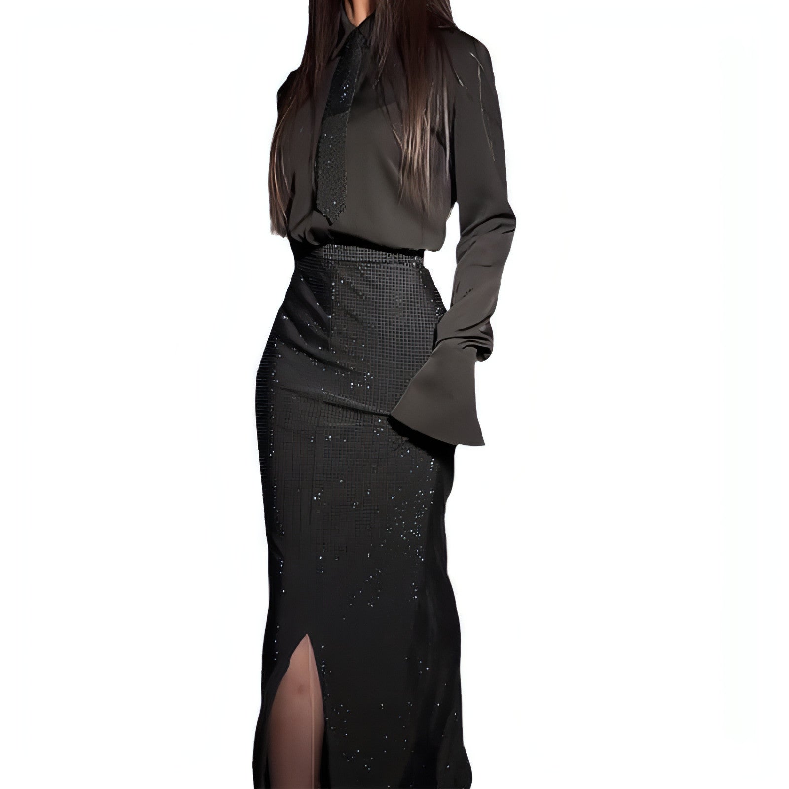 Heavy Industry Hot Diamond Split Wrap Hip Skirt Set by Carmine Juneberry, featuring a stylish dress with a split and wrap design.