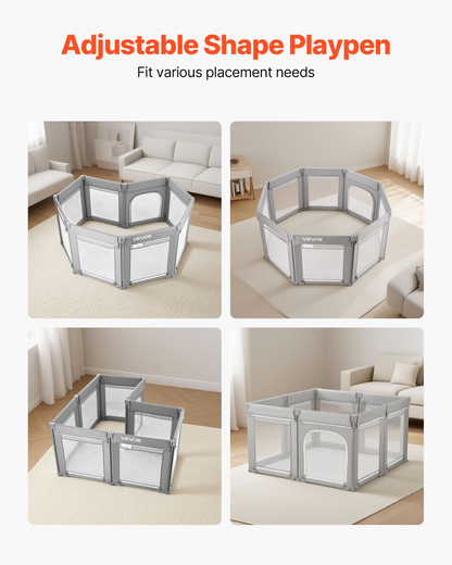 Start2Finish VEVOR baby playpen with foldable design, breathable mesh, zippered door, and no-gap toddler activity yard for ages 6-24 months.