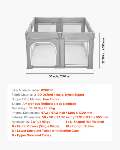 Start2Finish VEVOR baby playpen with foldable design, breathable mesh sides, zippered door, suitable for indoor and outdoor toddlers.
