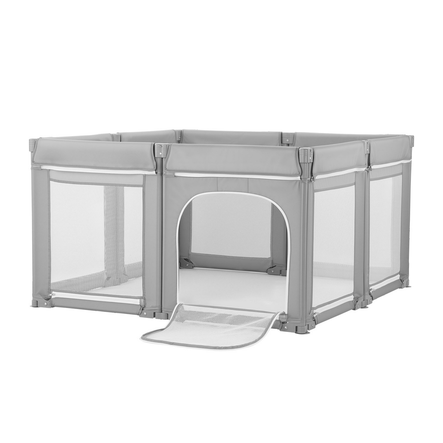 Start2Finish VEVOR baby playpen with zippered door, breathable mesh, foldable design, suitable for indoor outdoor toddlers aged 6-24 months.