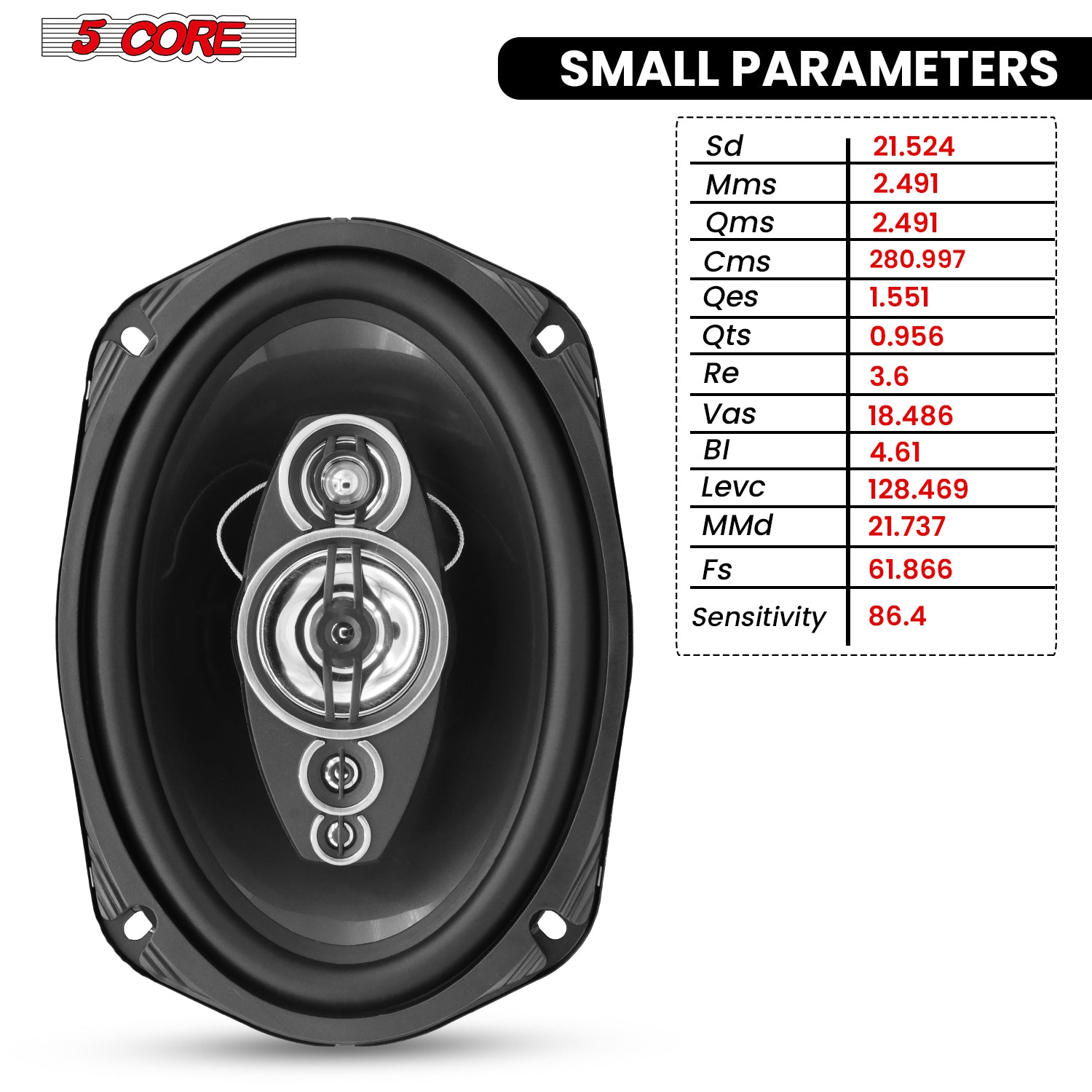 Pair of Start2Finish 5Core 6x9 car speakers with 800W power, 4 ohm impedance, 4-way coaxial design with super tweeters for automotive audio
