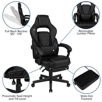 Black X40 Gaming Chair Racing Computer Chair by Start2Finish, featuring ergonomic design and racing-style upholstery.