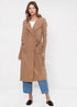 Women’s sand-colored wrap trench coat by Lemon Hera, stylish jacket with classic design and belt detail.