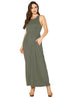 Women’s sleeveless pleated maxi dress by Lemon Hera, flowing fabric with a long, elegant silhouette perfect for summer or casual wear.