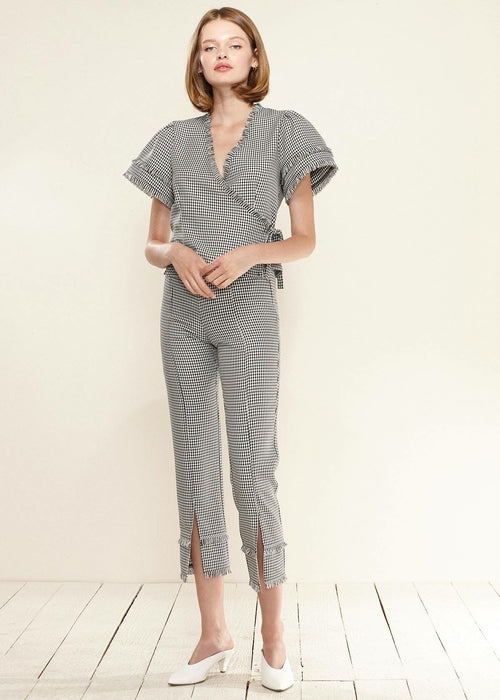 Black gingham women&