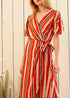 Lemon Hera puff sleeve wrap dress in vibrant Poppy Multi with floral pattern, featuring a flattering waist tie and feminine silhouette.