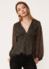 Lemon Hera leopard print V-neck puff sleeve blouse, stylish tops and blouses with feminine design and bold pattern.