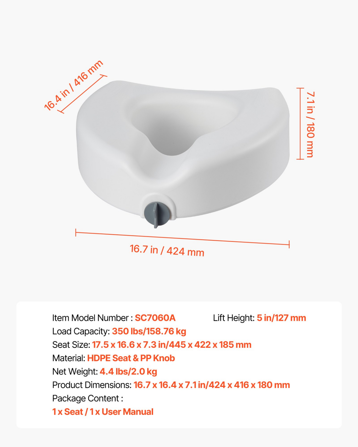 Start2Finish VEVOR raised toilet seat with 5-inch lift, enlarged opening, supports 350 lbs, fits elongated and round bowls for seniors