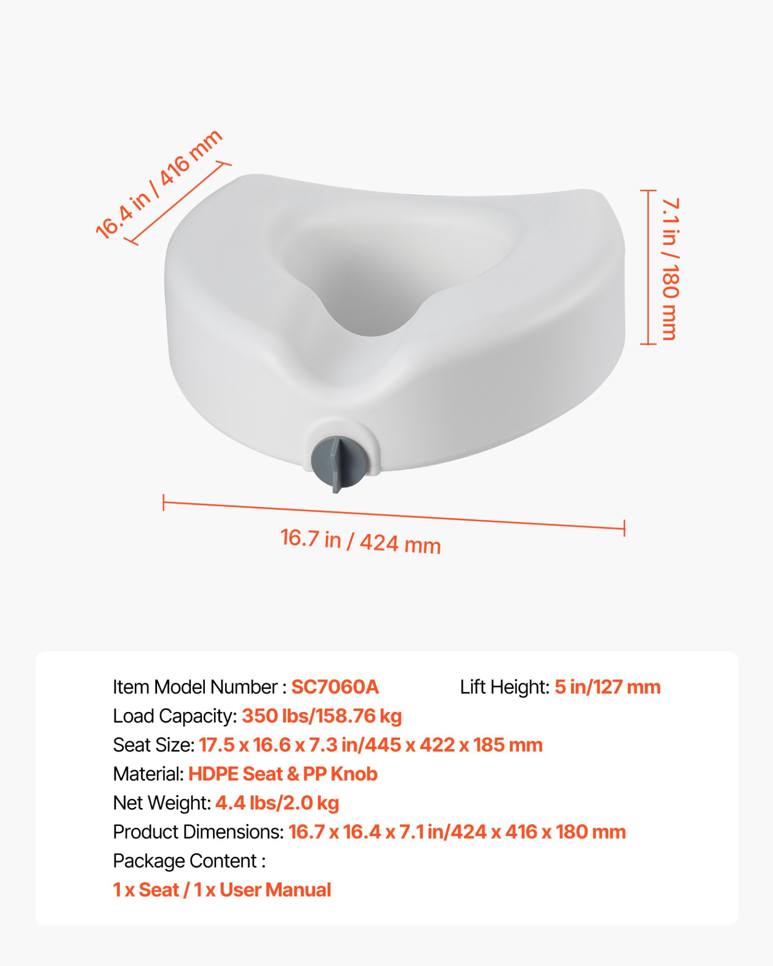 Start2Finish VEVOR raised toilet seat with 5-inch lift, enlarged opening, supports 350 lbs, fits elongated and round bowls for seniors
