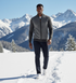 Black and grey cashmere zipper sweater with diagonal stitch pattern, from Start2Finish, showcasing a cozy, stylish apparel piece.