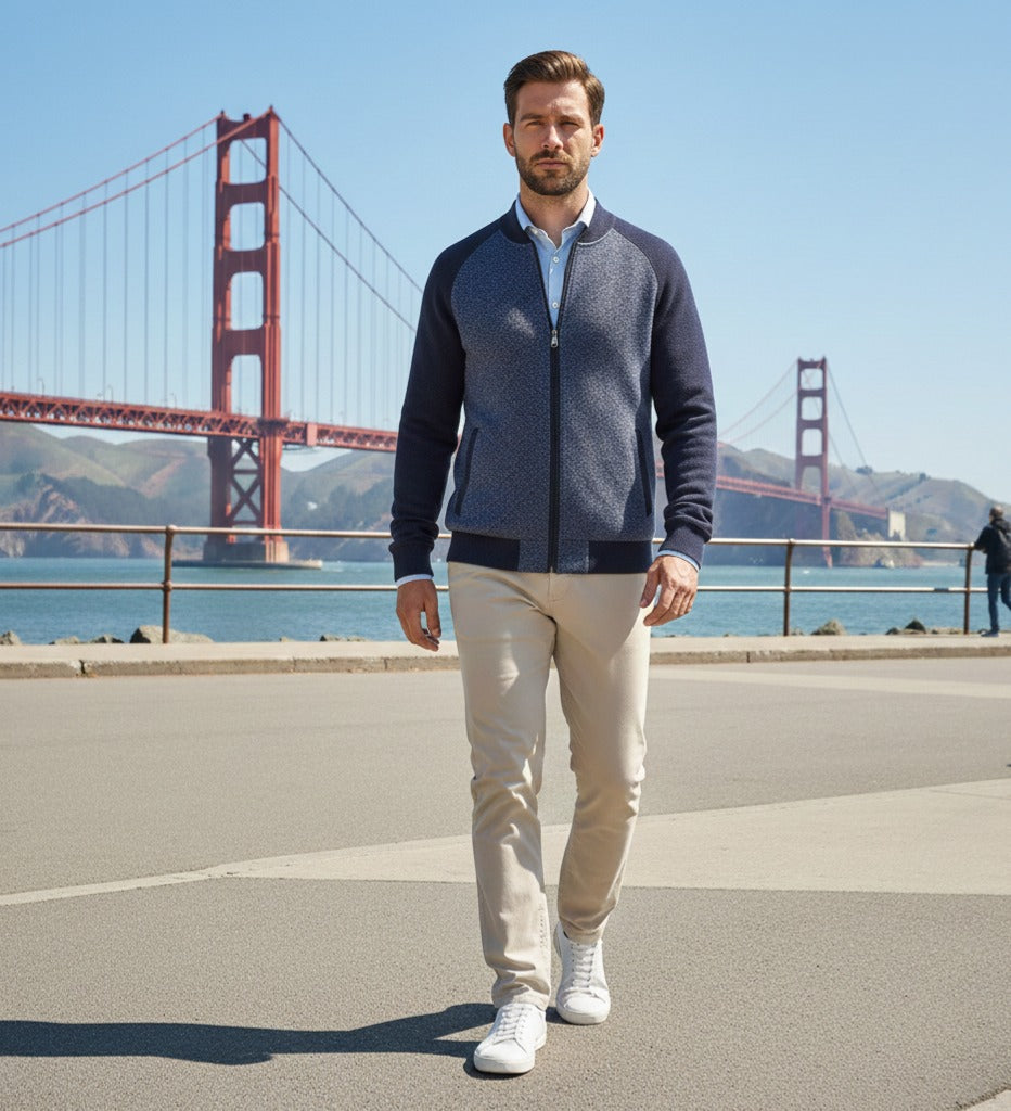 Start2Finish cashmere bomber jacket in diamond stitch Mougins, featuring a plush, luxurious fabric and stylish design.