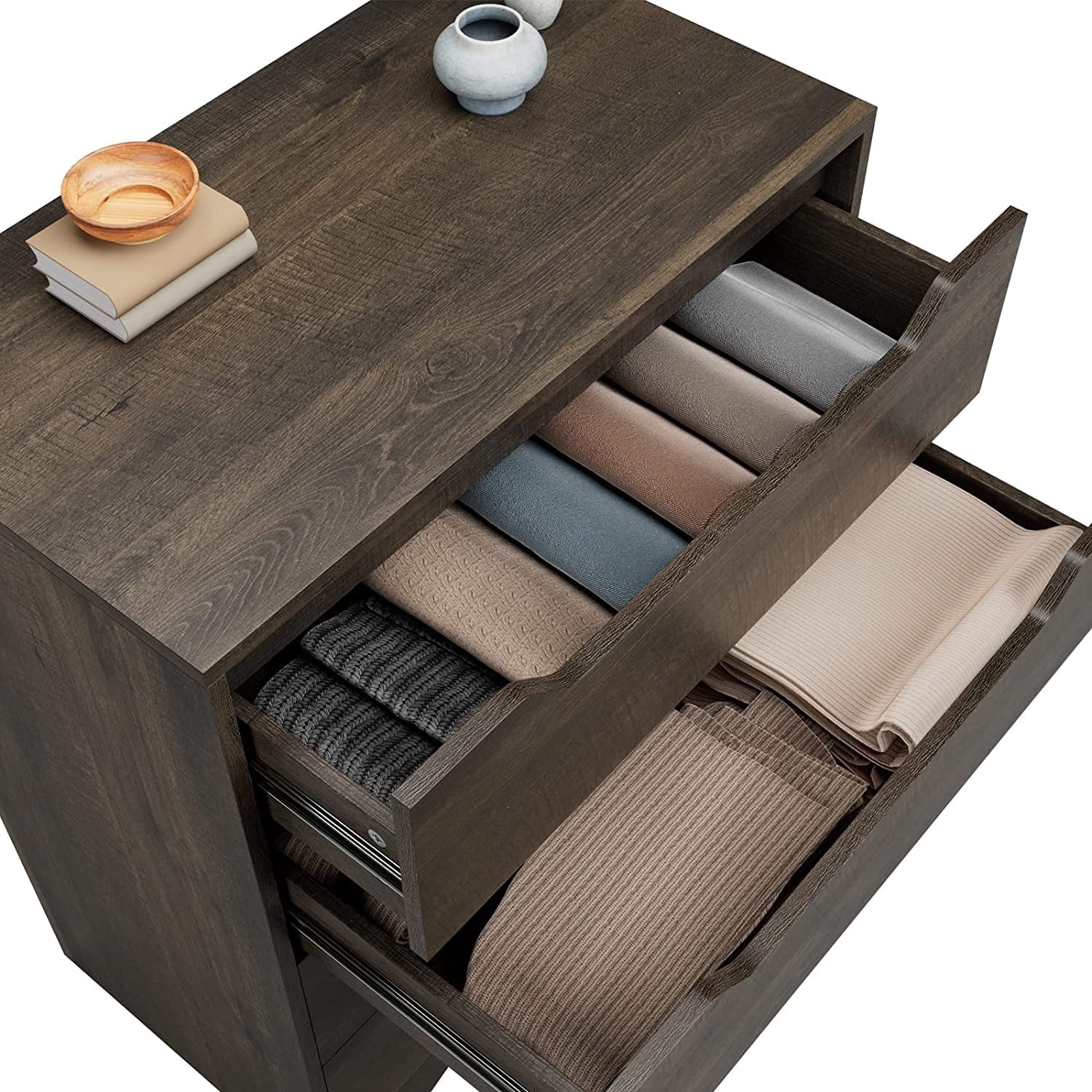 Dark brown Peach Maple 4-drawer bedroom dresser with storage drawers, made of sturdy furniture for organization.