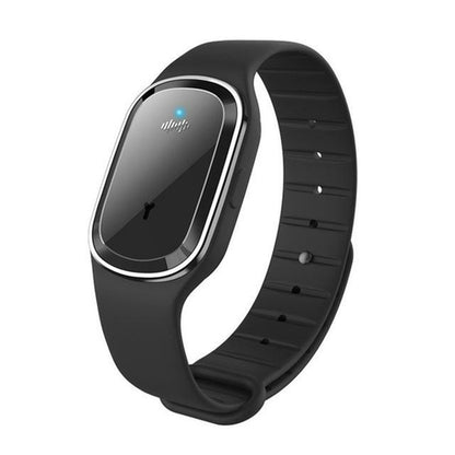Salmon Lucky Super Shield mosquito repellent watch band with ultrasonic and electronic features, designed as a tech accessory.