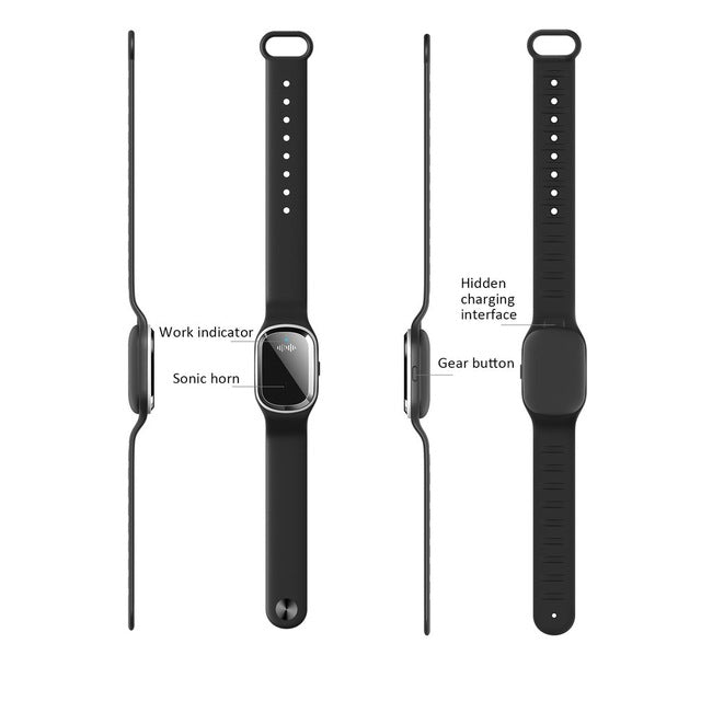 Salmon Lucky Super Shield Mosquito Repellent Watch Band with ultrasonic and electronic technology, designed for outdoor protection.