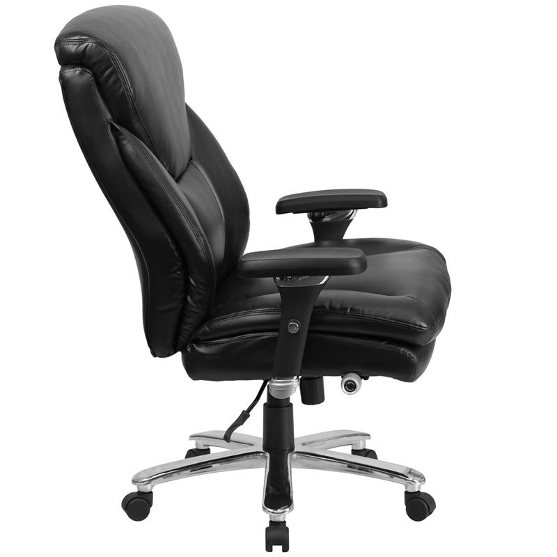Start2Finish black office chair with lumbar knob, heavy-duty 400 lb. capacity, adjustable height, and padded armrests for comfort.