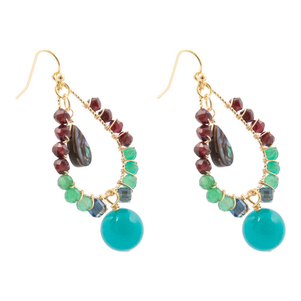 Jeweled blue jade and gold drop earrings with intricate design, featuring sparkling gemstones and elegant jewelry craftsmanship.
