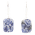 Denim blue quartz silver drop earrings with sleek jewelry design, featuring silver hooks and vibrant blue gemstone accents.