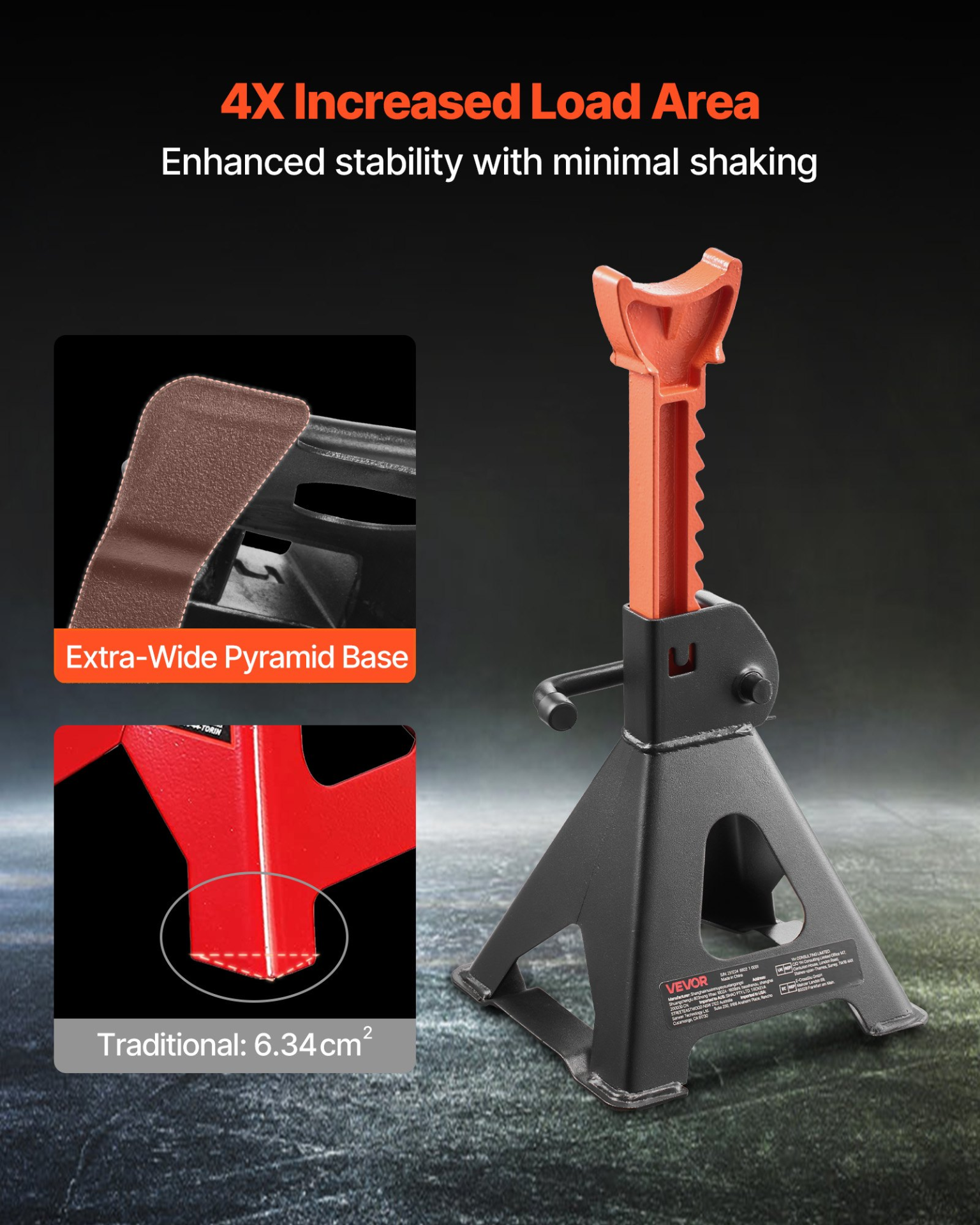 Start2Finish VEVOR 3 Ton automotive jack stands with adjustable height, heavy-duty steel, locking feature, for SUVs, pickups, and cars.