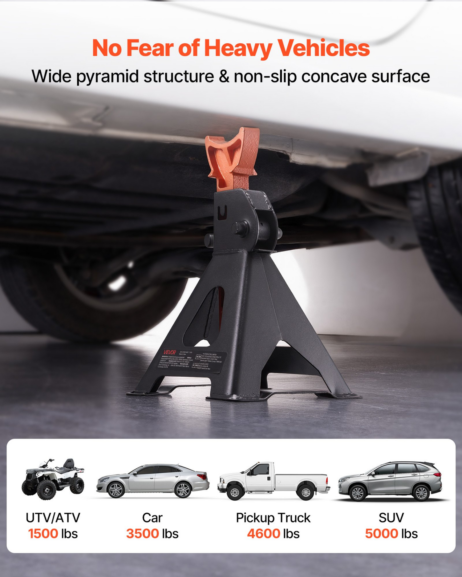 Start2Finish VEVOR 3 Ton automotive jack stands with adjustable height, heavy-duty steel, locking, for SUVs, pickup trucks, cars, UTVs.