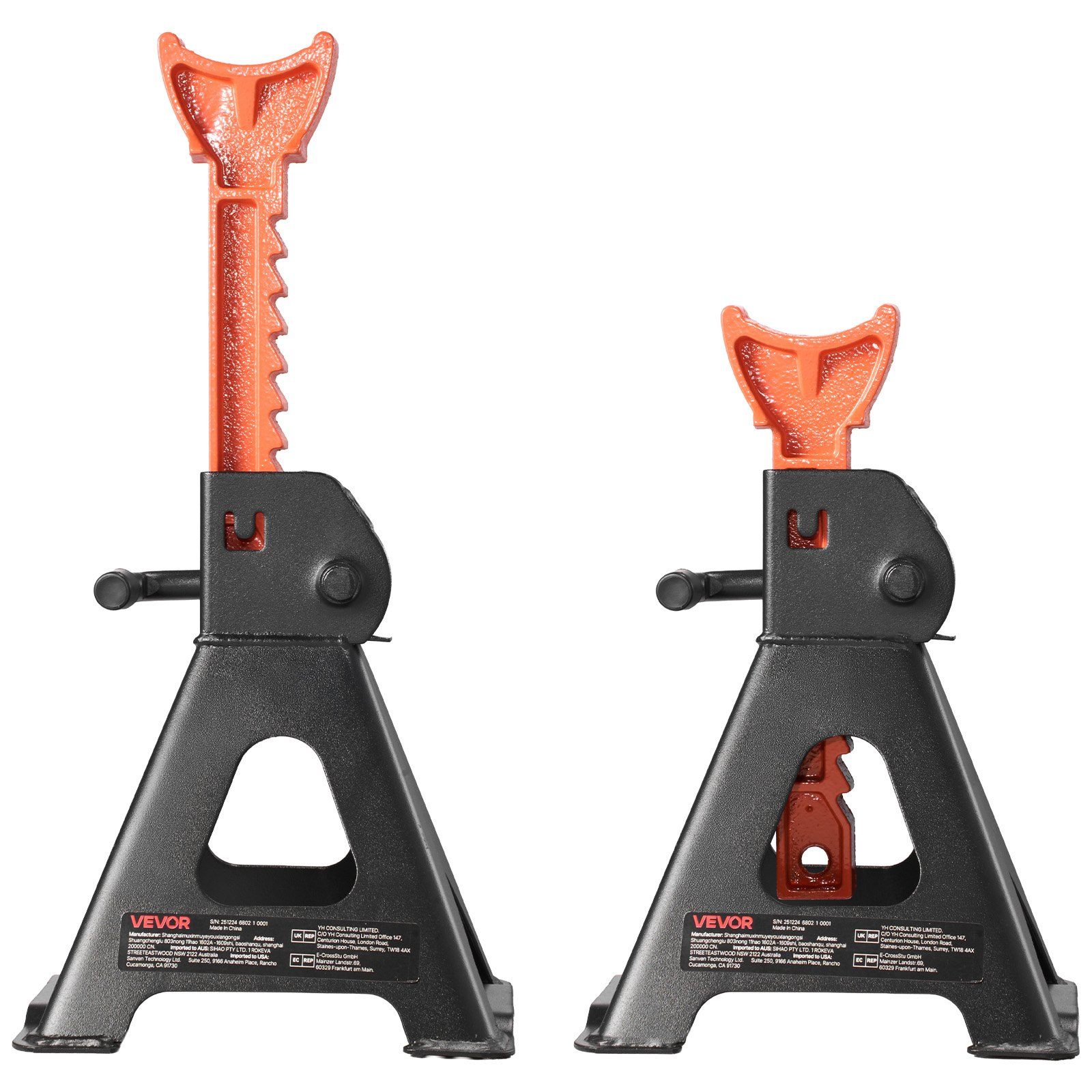 Start2Finish VEVOR 3 Ton automotive jack stands with adjustable height and locking, ideal for lifting SUVs, pickups, cars, and UTVs.