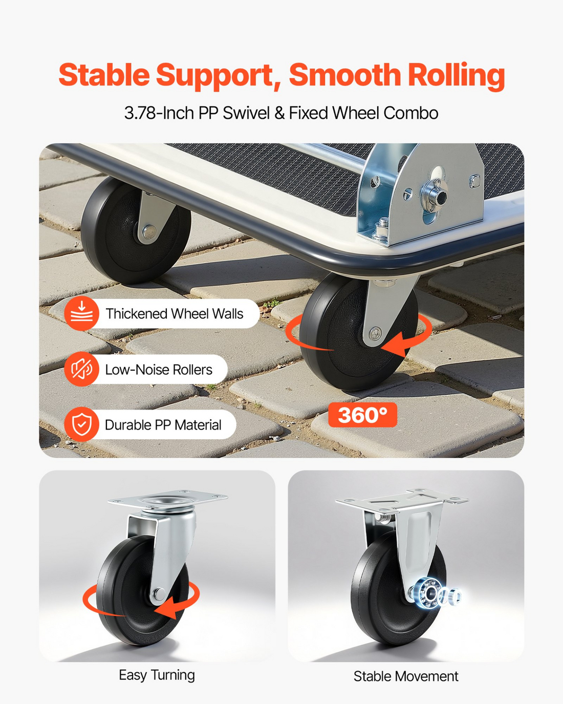 Start2Finish VEVOR foldable push cart dolly with swivel wheels, 330 lbs capacity, space-saving flatbed hand truck, adjustable handle