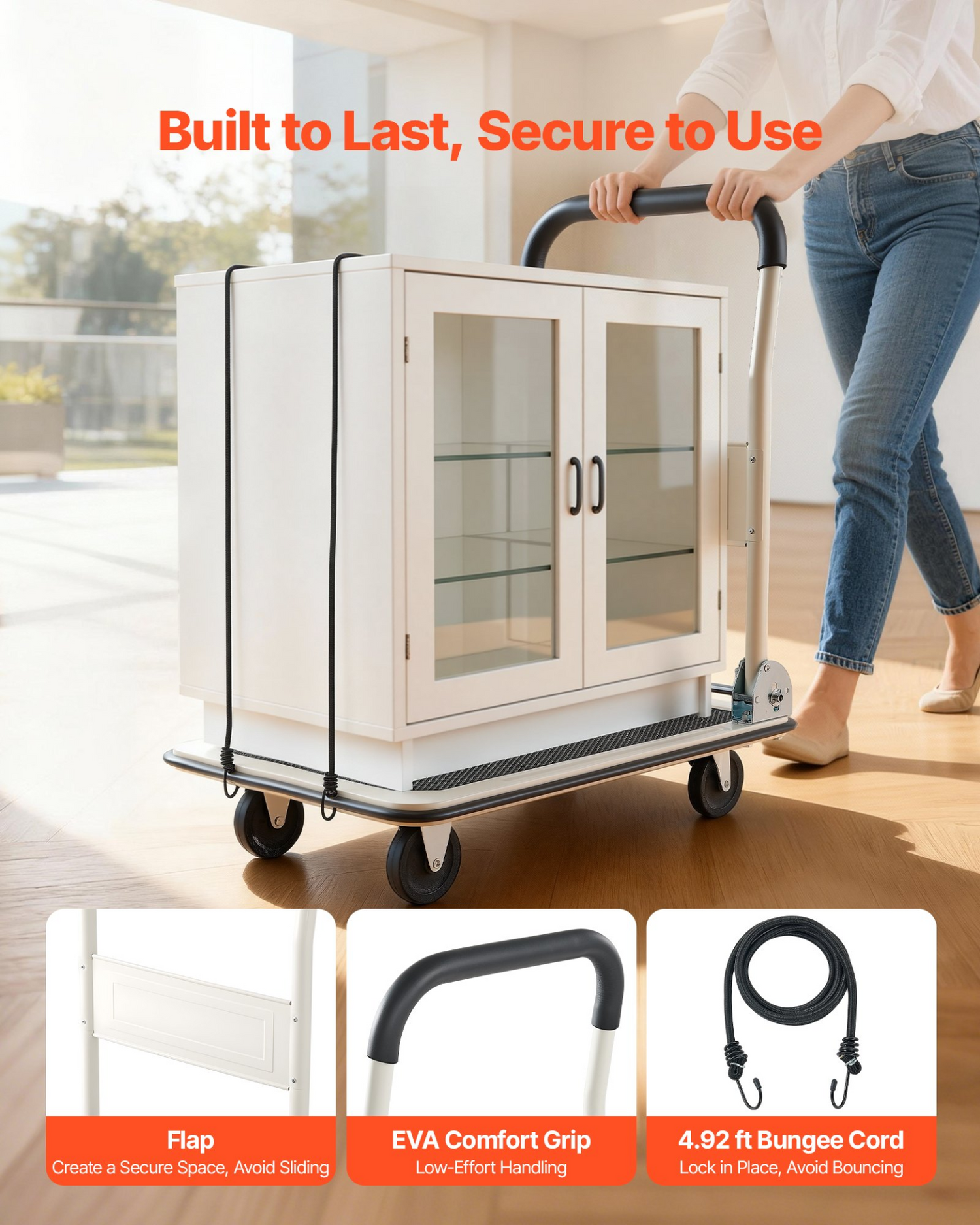 Start2Finish VEVOR foldable push cart dolly with swivel wheels, 330 lbs capacity, space-saving flatbed platform for moving loads.