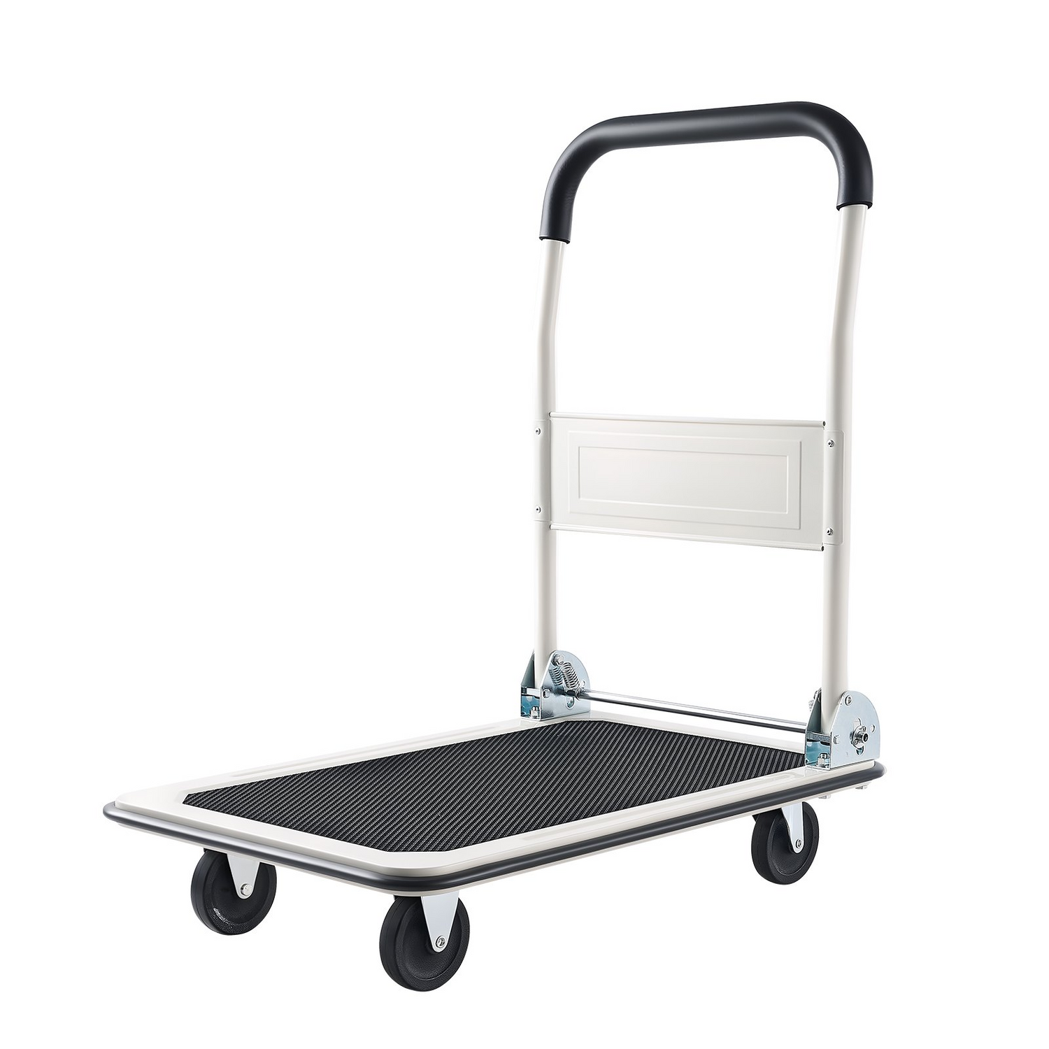 Start2Finish VEVOR foldable push cart dolly with swivel wheels, 330 lbs load capacity, space-saving flatbed platform for moving.