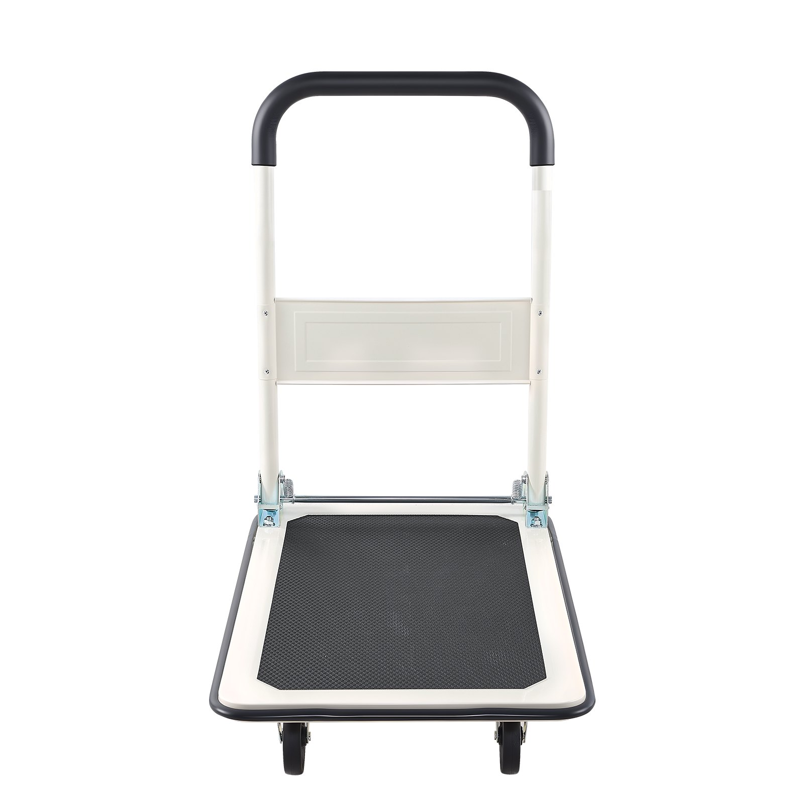 Start2Finish VEVOR foldable push cart dolly with swivel wheels, 330 lbs load capacity, and compact storage platform truck.