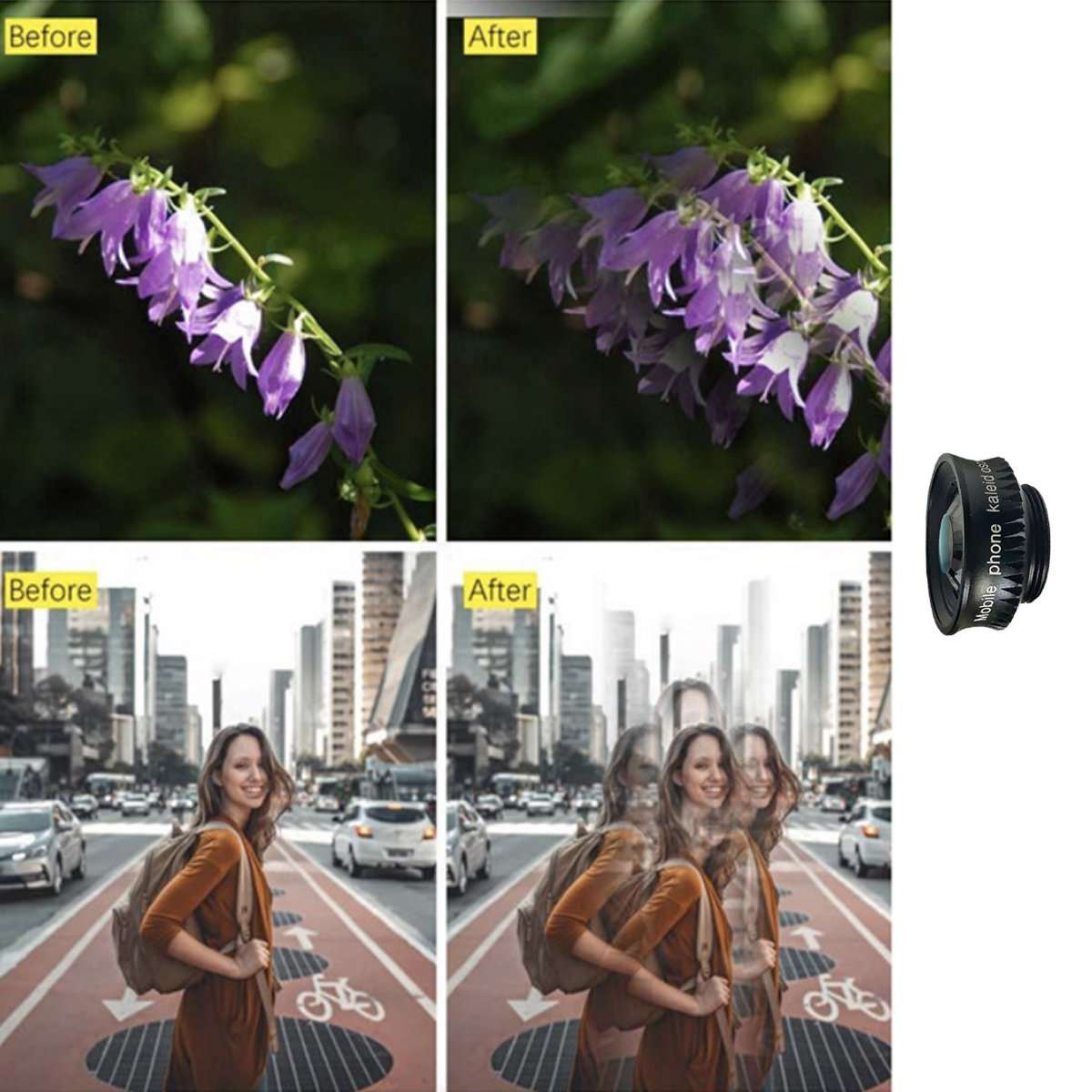 Salmon Lucky 12-in-1 4K Photography Bundle tech accessories including lenses, tripods, and lighting equipment on a table.