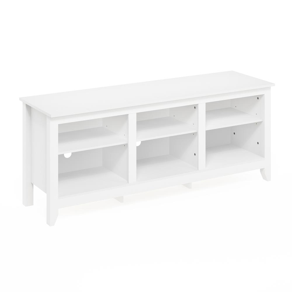 Start2Finish Furinno Jensen TV entertainment center in solid white for TVs up to 65 inches, modern furniture for living room.