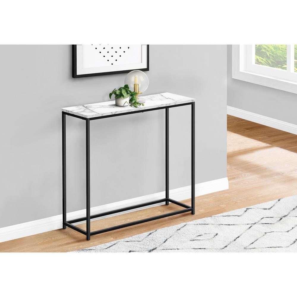 White Start2Finish accent console table with narrow design, ideal for entryway, living room, or bedroom decor.